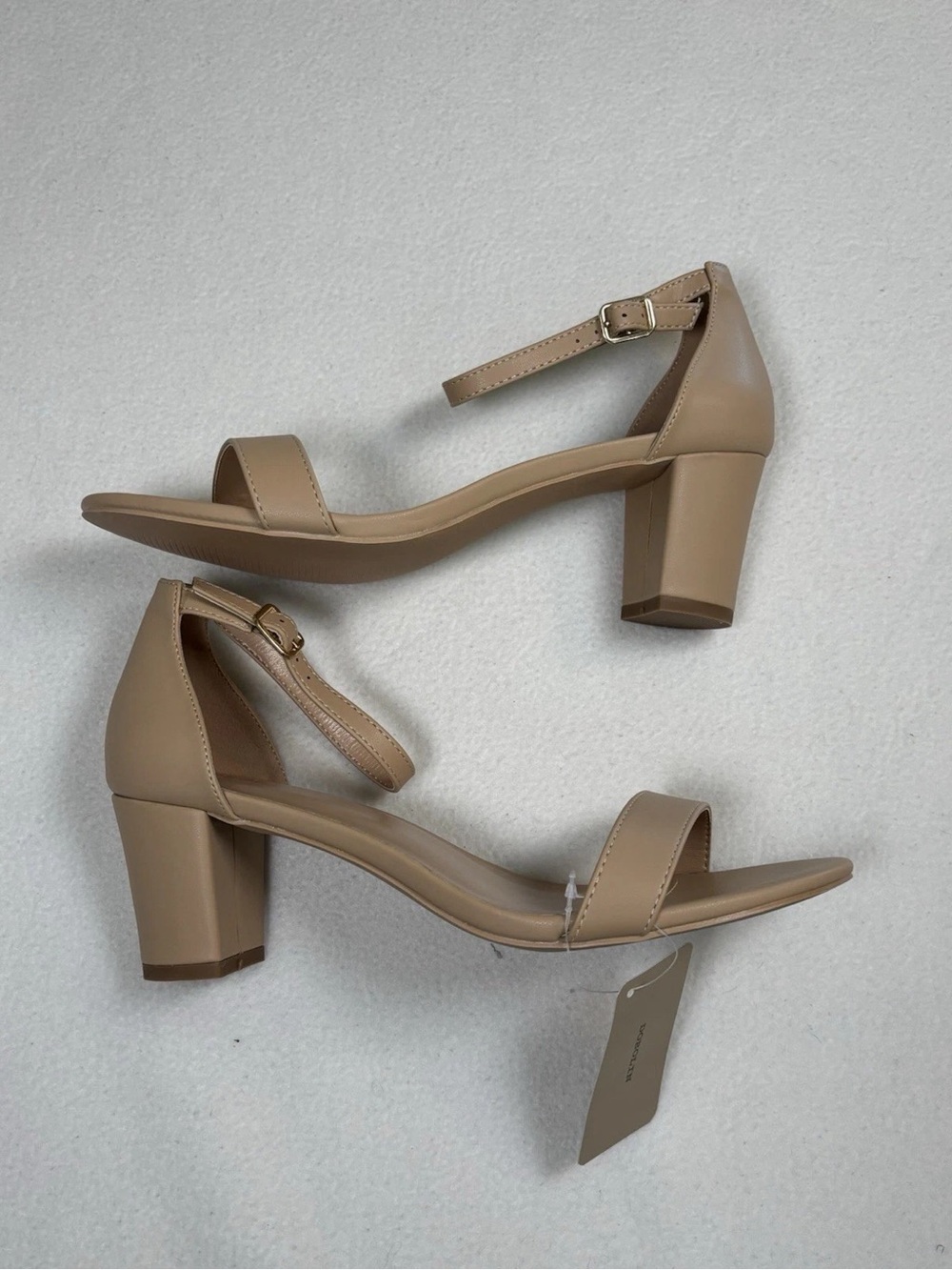 Dobolin Women's Beige Ankle-Strap Block Heel Sandals